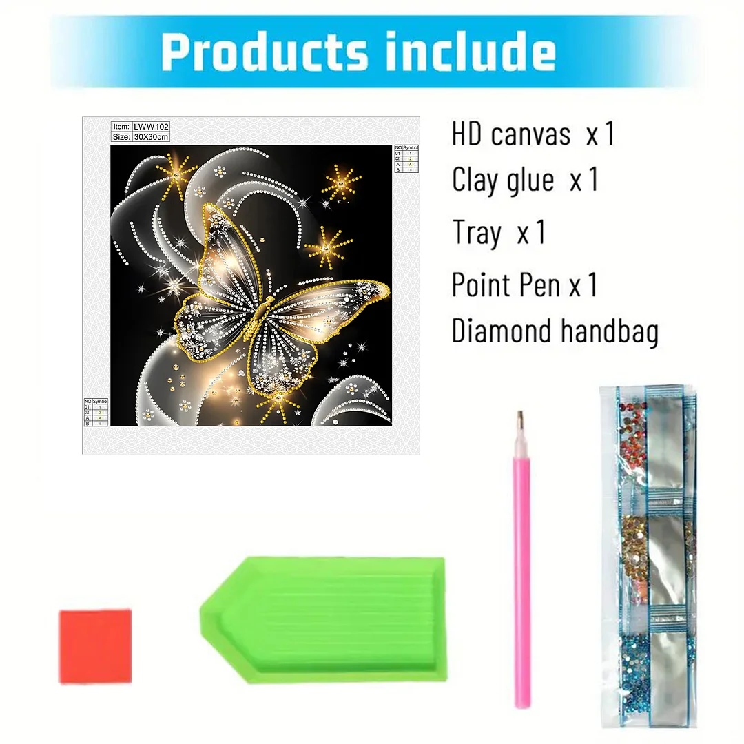 Dreamy Butterfly - Partial Special Shaped Drill Diamond Painting Kits (Canvas|30*30cm)