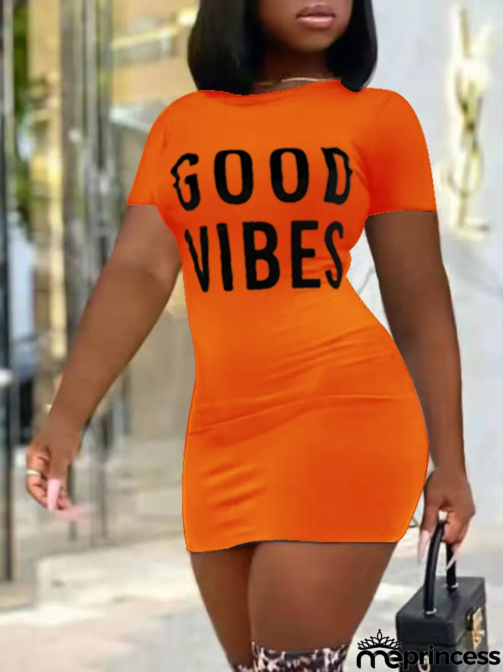 Summer Women Sexy Letter Round Neck Print Dress