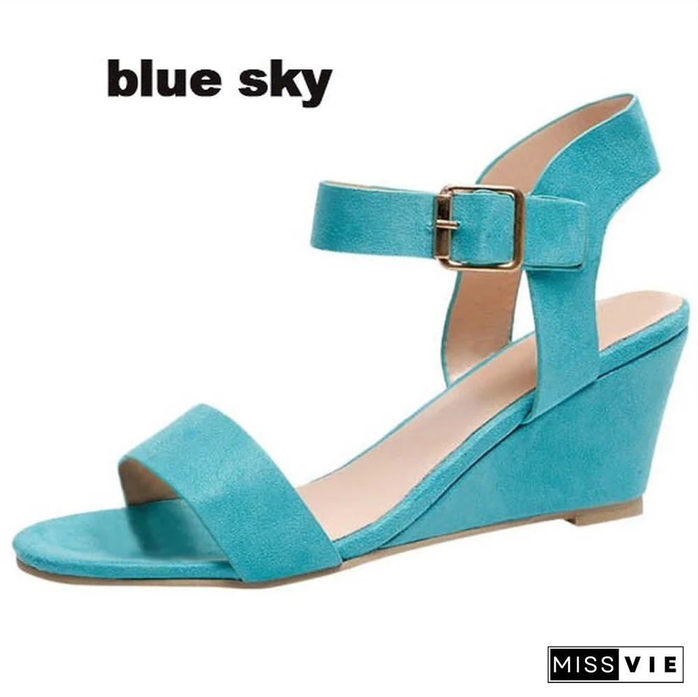 Summer new women's high-heel buckle sandals temperament versatile Size：EU 35-43