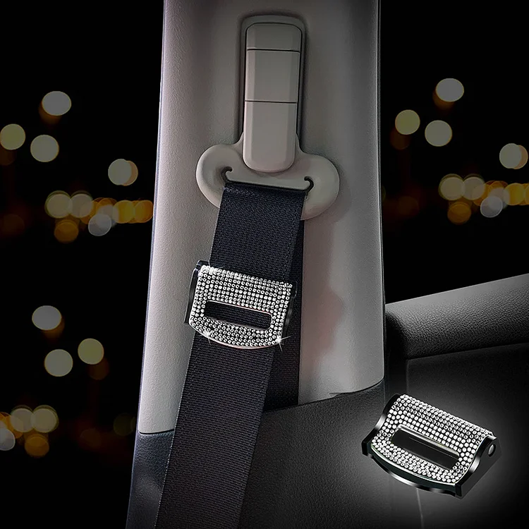 2Pcs Universal Rhinestone Decor Bling Car Safety Seat Belt Buckle Clip 