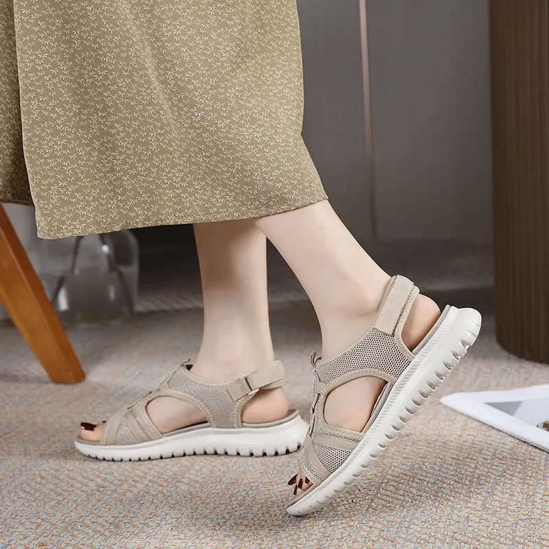 Women&lsquo;s Mesh Hollow Wide Elastic Adjustable Arch Support Casual Sandals Shoes 