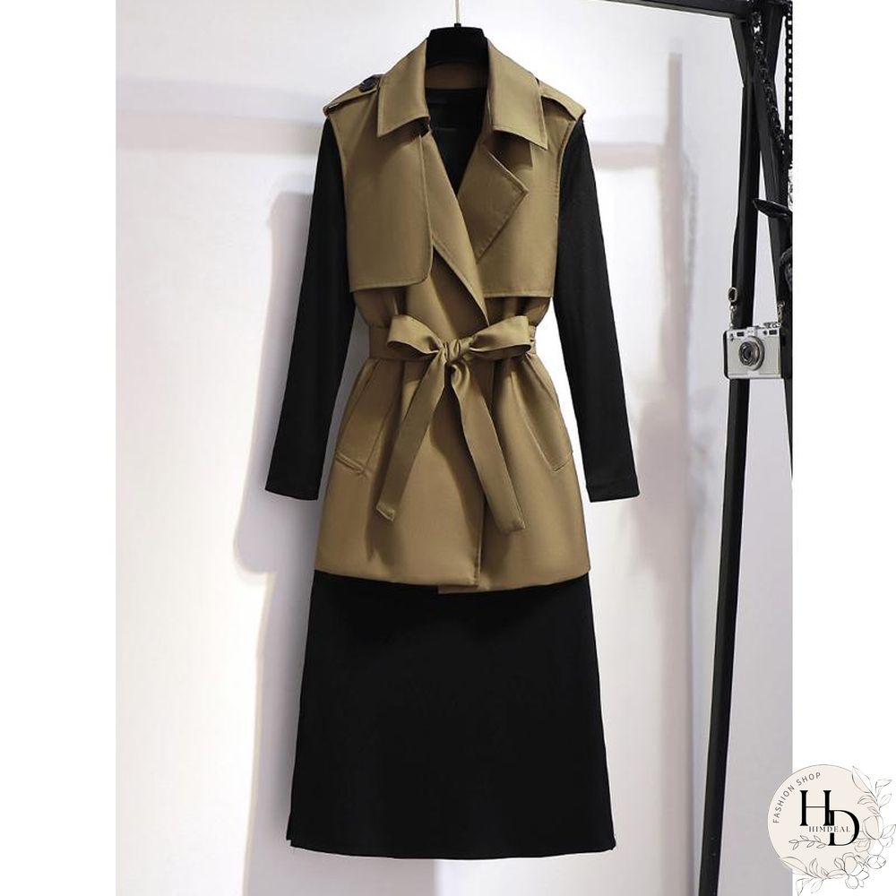 British Style Vest+Black Dress P10367