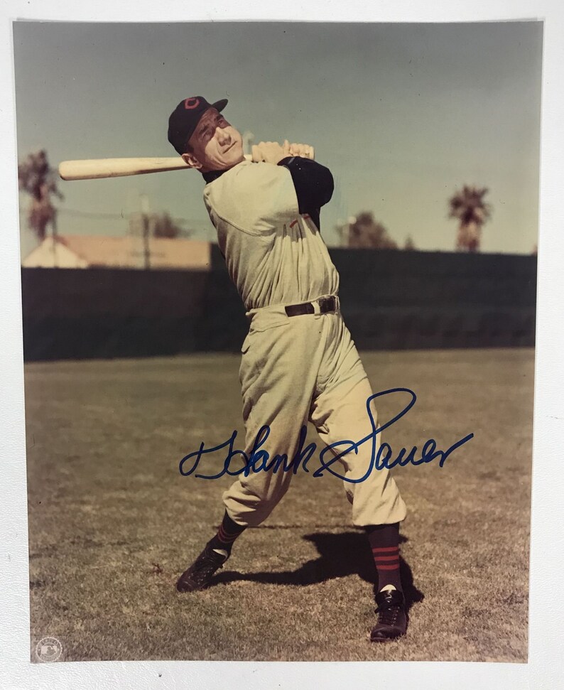 Hank Sauer (d. 2001) Signed Autographed Glossy 8x10 Photo Poster painting - Chicago Cubs