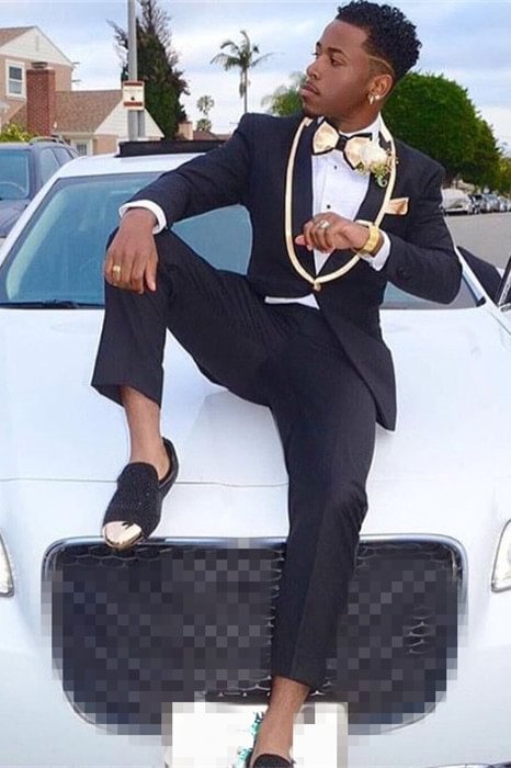 Black Shawl Lapel Slim Fit Business Suit For Man On Sale | Ballbellas Ballbellas