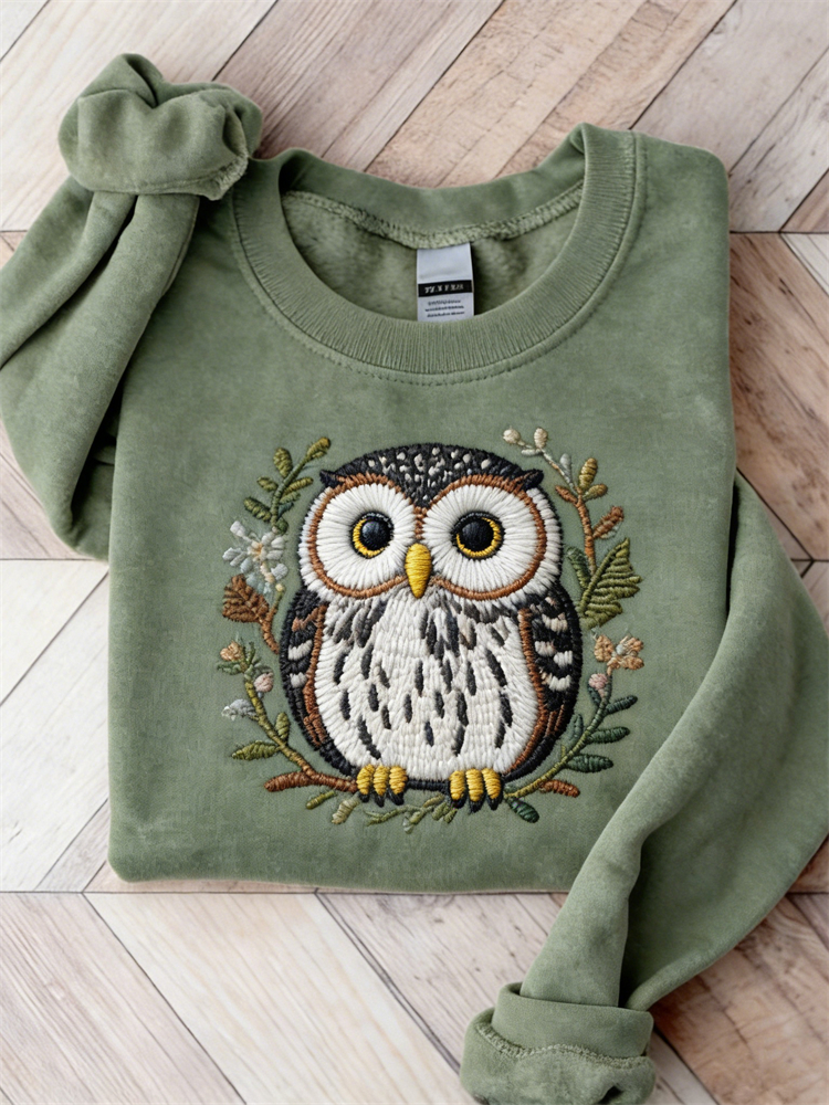 Lovely Owl Forest Floral Cozy Sweatshirt wearshes