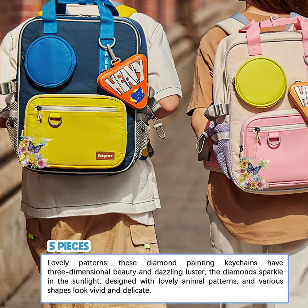 DIY K Diamond Art Key Rings Lettter Keychain Supplies Gift for Kids(Double Sided)