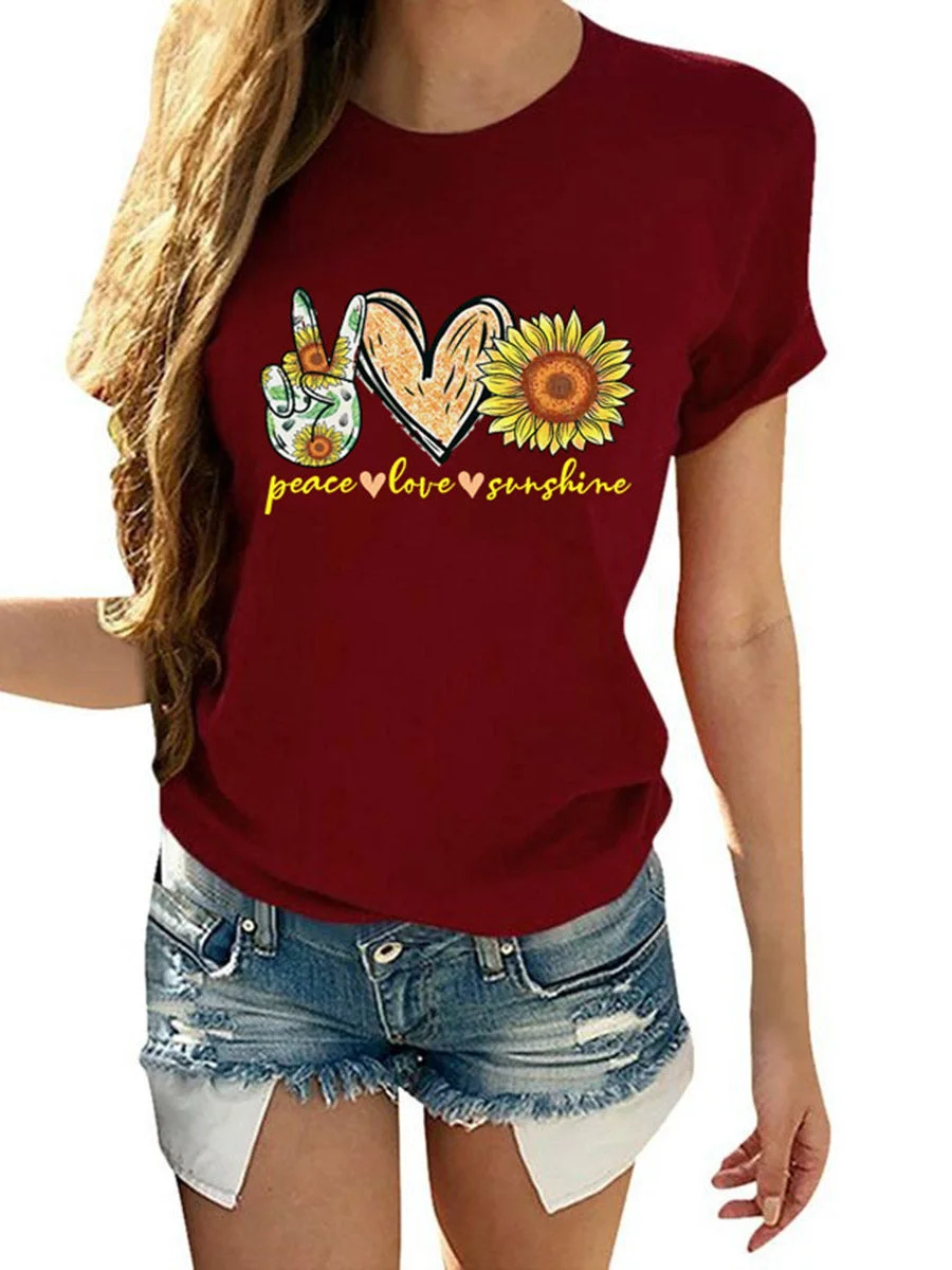 Round Neck Short Sleeves Printed T-shirt