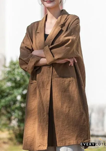 Lapel Solid Color Long Sleeve Corduroy Vintage Long Coat