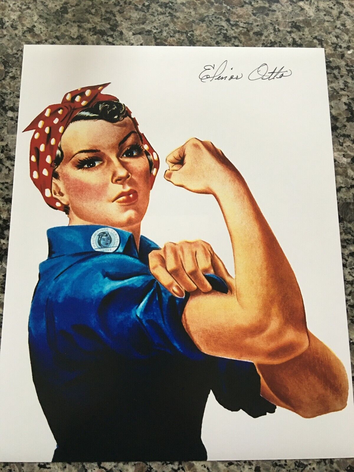 ELINOR OTTO ORIGINAL WORLD WAR 2 ROSIE THE RIVETER RARE SIGNED Photo Poster painting