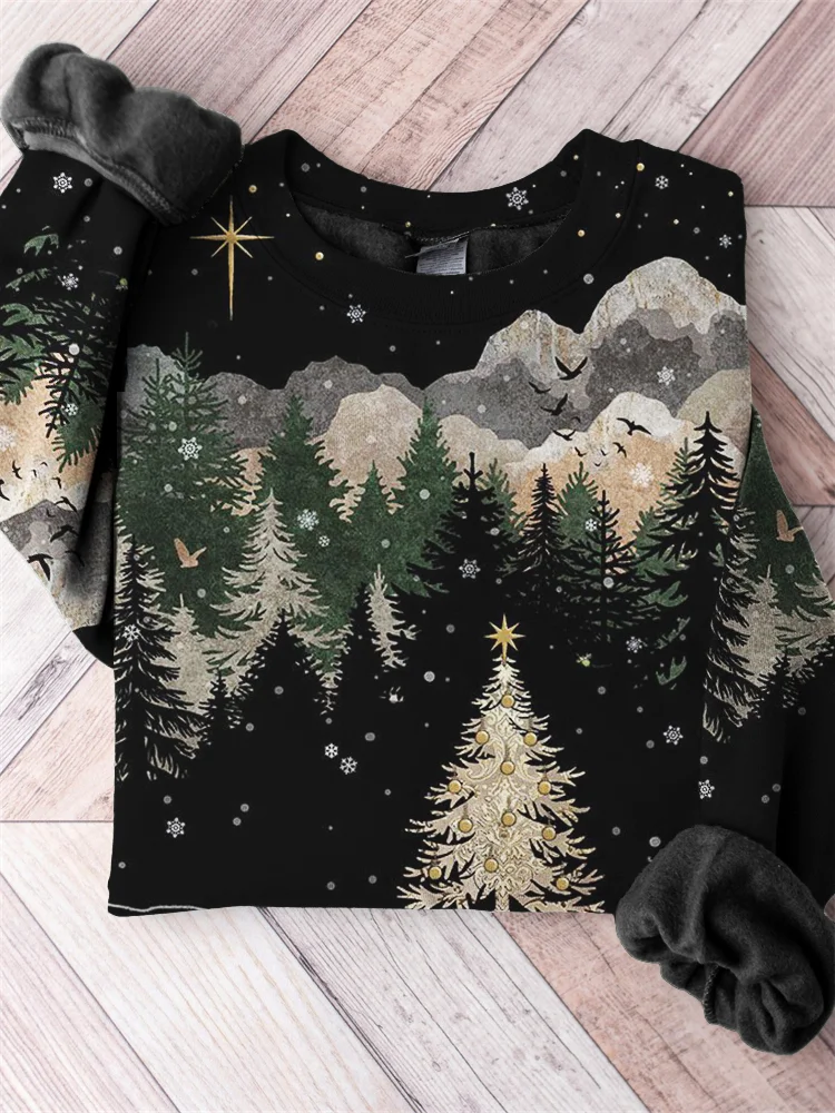 Comstylish Christmas Inspired Mountains Landscape Comfy Sweatshirt