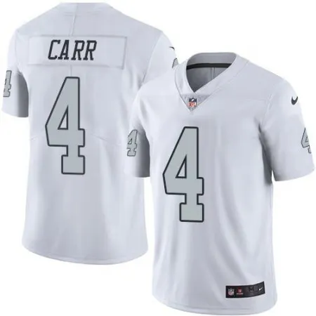 Raiders #4 Derek Carr White Men's Stitched NFL Limited Rush Jersey