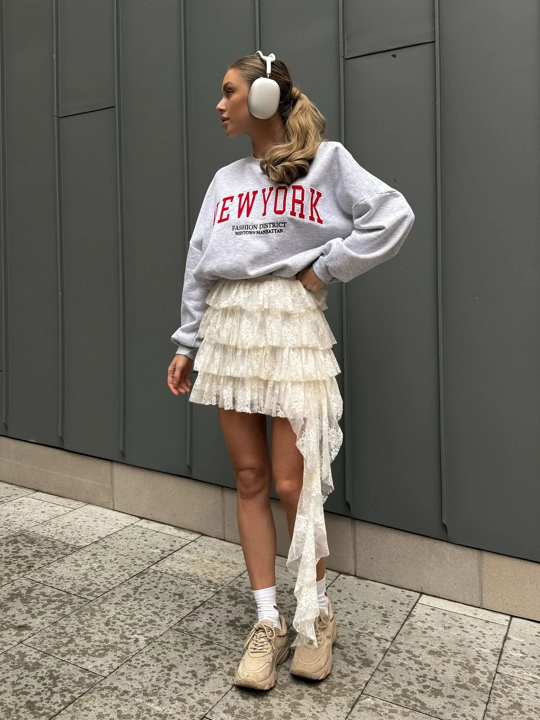 Athvotar Athvotar Personality Irregular Design Feel White Lace Skirt Fashion Hot Girl With Breathable Woman