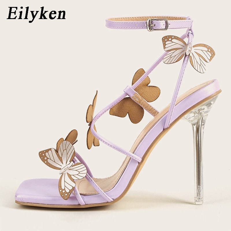 Eilyken Purple Women Sandals shoes Sexy high heels Sandals Summer Party Dress shoes Buckles Pumps Stripper Shoes size 41