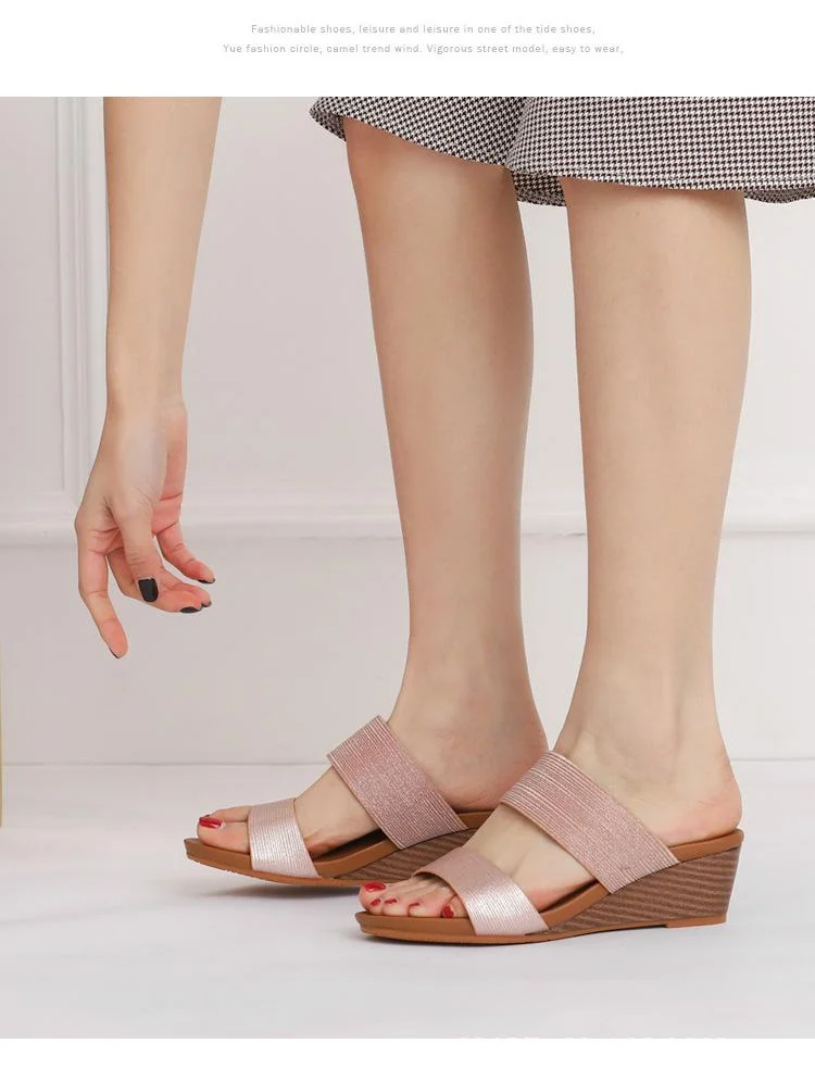 Fashion outer wear platform high heel slippers