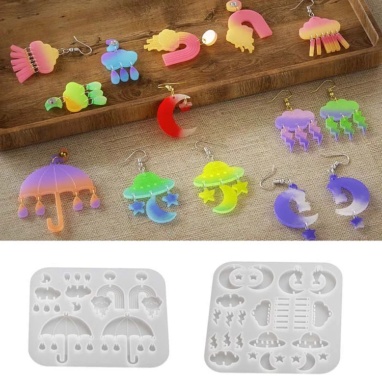 2Pcs Weather Theme Earrings Resin Mold Set CrazyMold