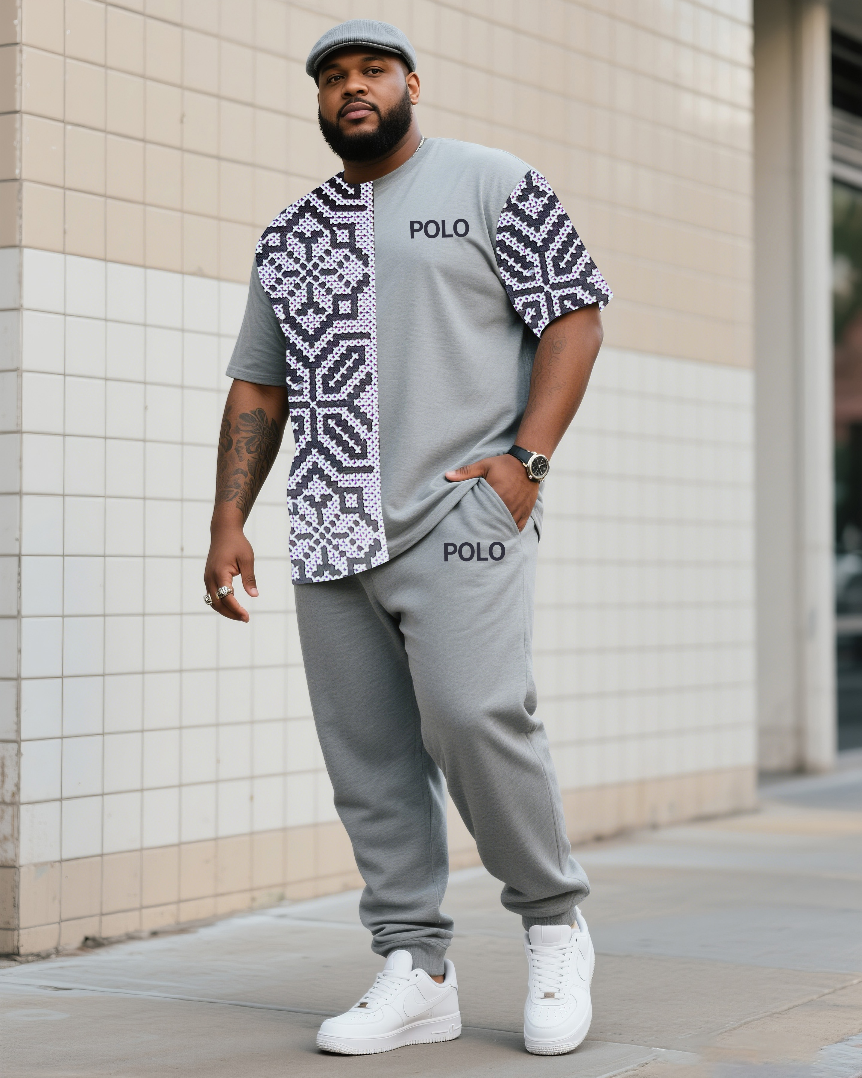 Big Boy's Daily Casual All-match Printed Striped Short-sleeved Trousers Suit