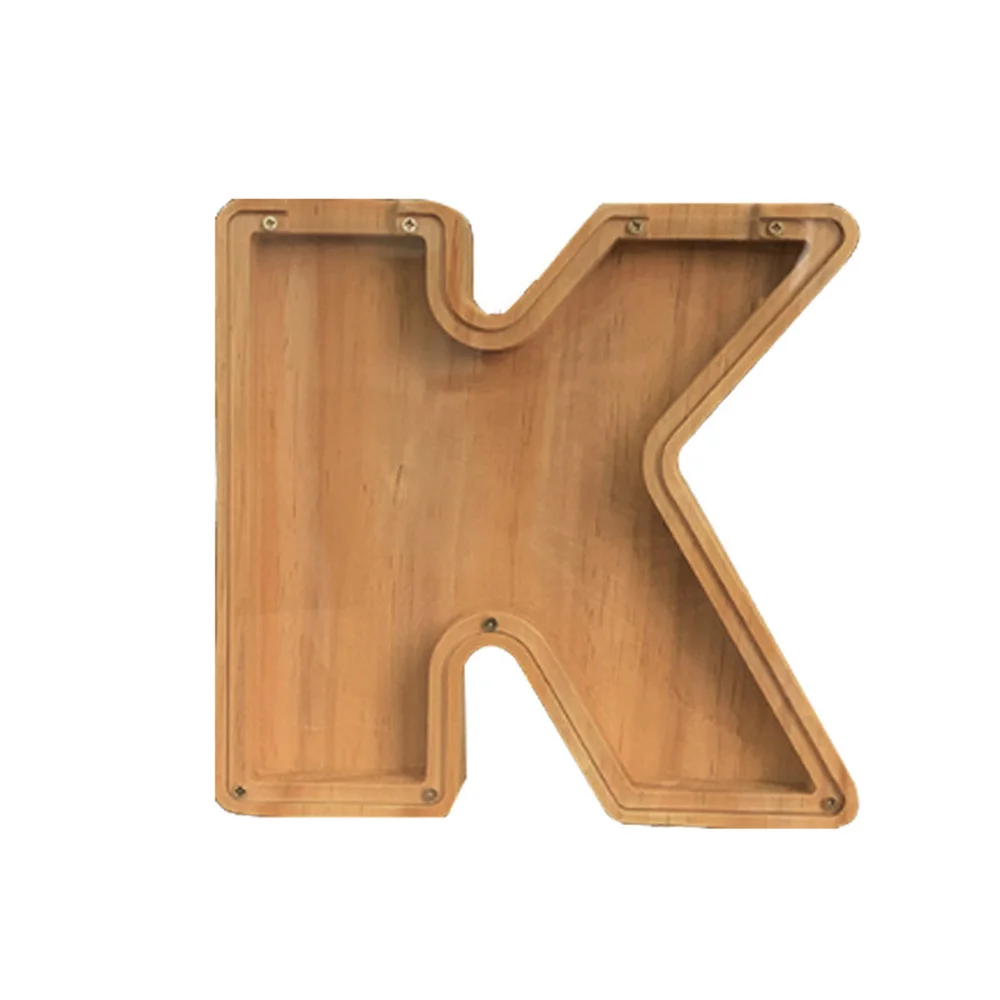 Purexcellent&trade; Wooden creative English letters transparent money jar