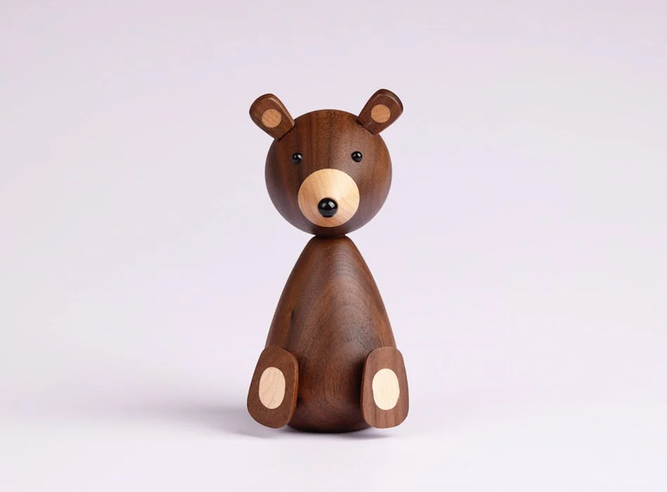 Christmas Gift Little Bear is Nordic Vintage Home Decoration Accessories for Room Decor Figurine Walnut Wood  Cute Baby Toys