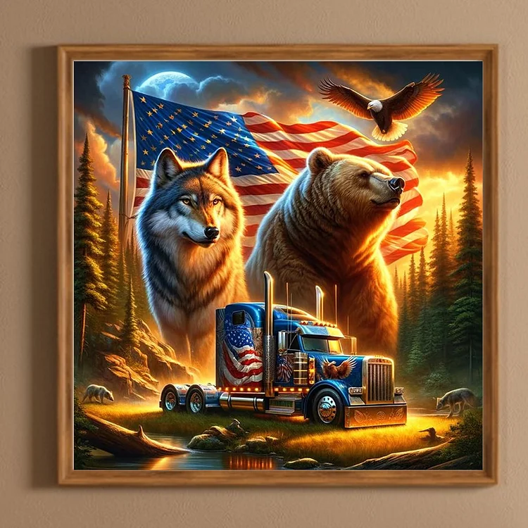 Wolves & Flag Framed 5D Diamond Painting outlet