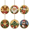 6pcs/set DIY Diamond Special Shape Pearl Art Hanging Wooden Christmas Tree Ornament Kit