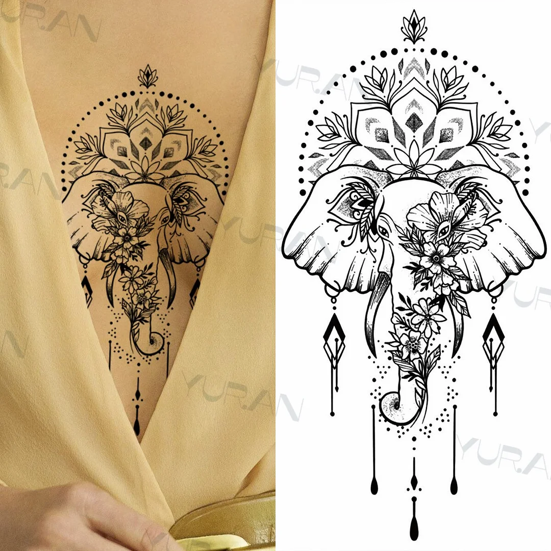 Sdrawing Catcher Rose Flower Temporary Tattoos For Women Adult Henna Moon Feather Owl Fake Tatoos Realistic Sexy Chest Tattoo Paste