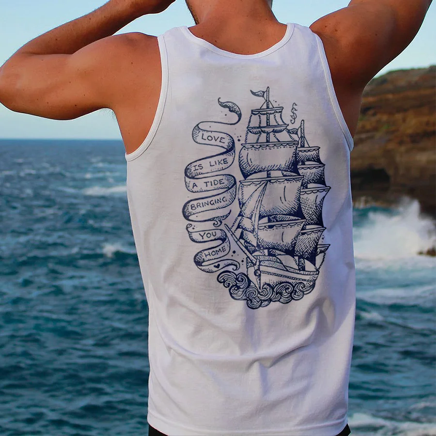 Love Is Like A Tide Bringing You Home Printed Men's Tank