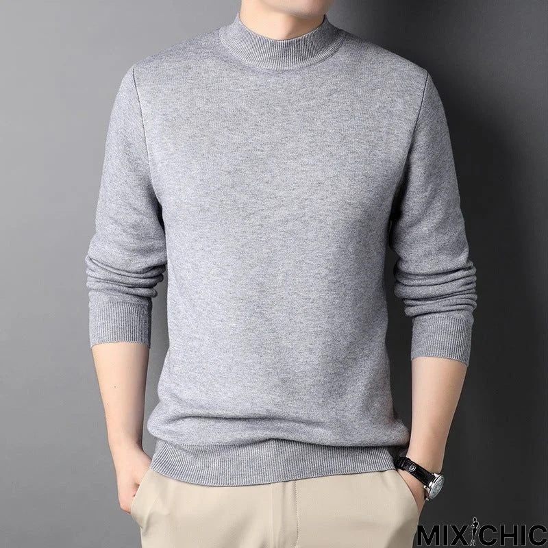 Solid Color Half Turtleneck Men's Sweater
