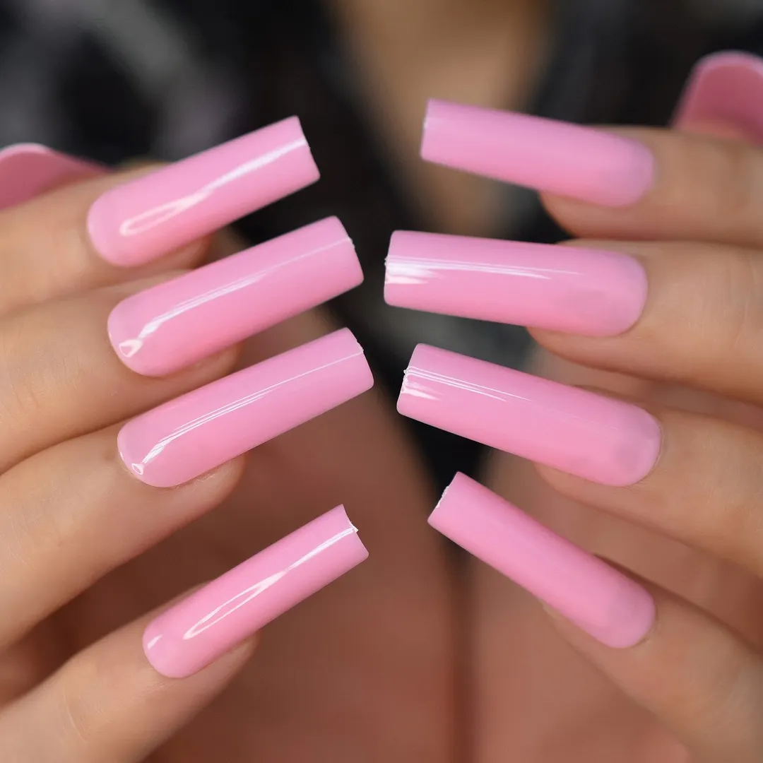 24pcs White Extra Long Curved Square Nails Press On Salon Acrylic Nail Art Tips DIY Nail Home Salon Manicure Faux Ongles-Nail Inspo