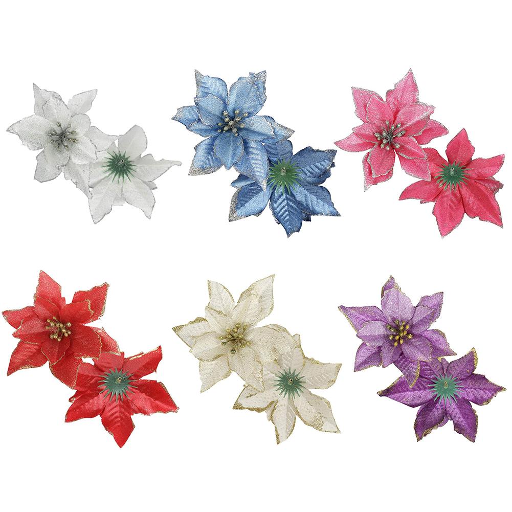 

10pcs Glitter Colorful Flower Christmas Ornament Xmas Tree Pendant Decor, Purple, 501 Original