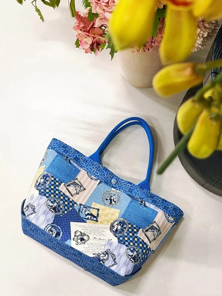 Blue patchwork style handbag