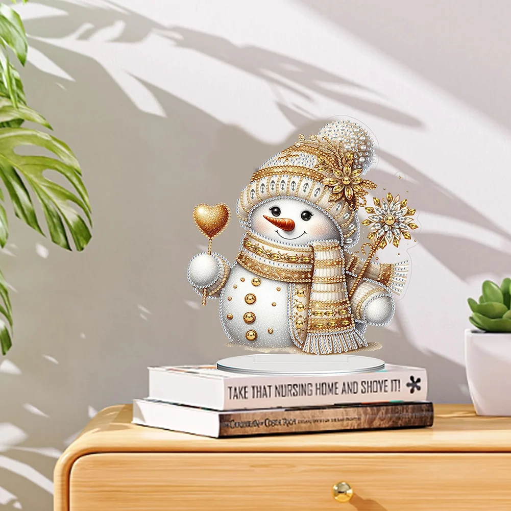 DIY Christmas Snowman Acrylic Special Shaped Decor Desktop Diamond Art Kits for Home
