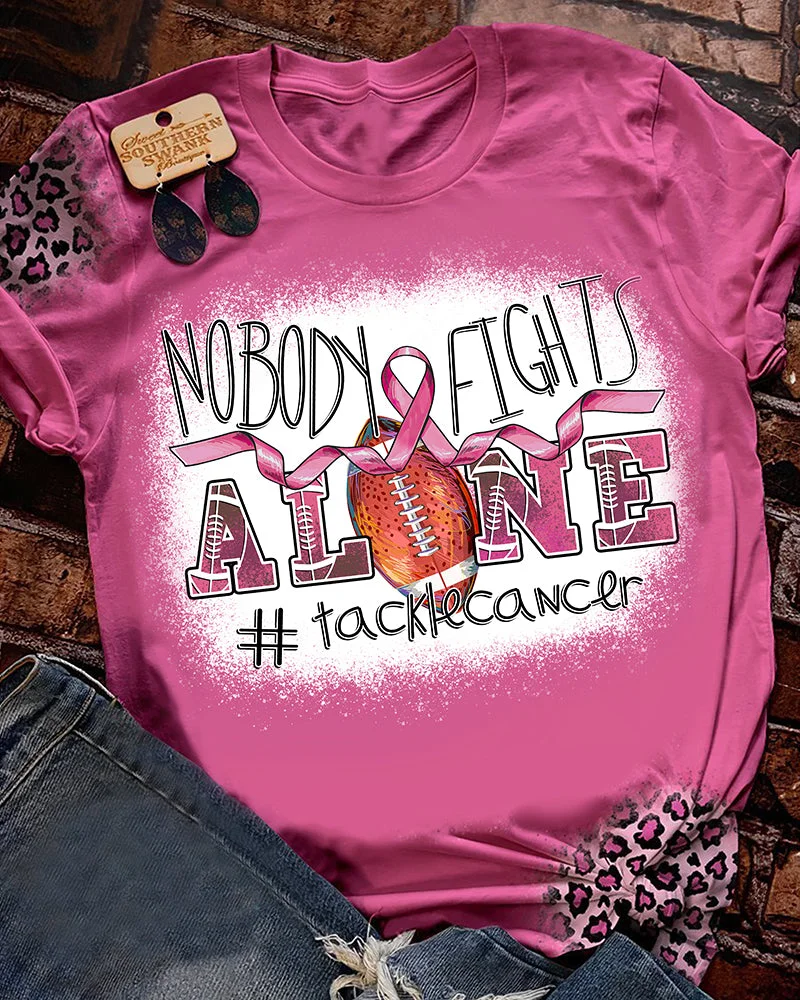 No One Fights Alone Tackle Football Breast Cancer Tee