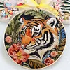 Red Flower Tiger-DIY Embroidery Kit with Pattern Cotton Threads Needles Hoop 30*30cm/11.81*11.81in