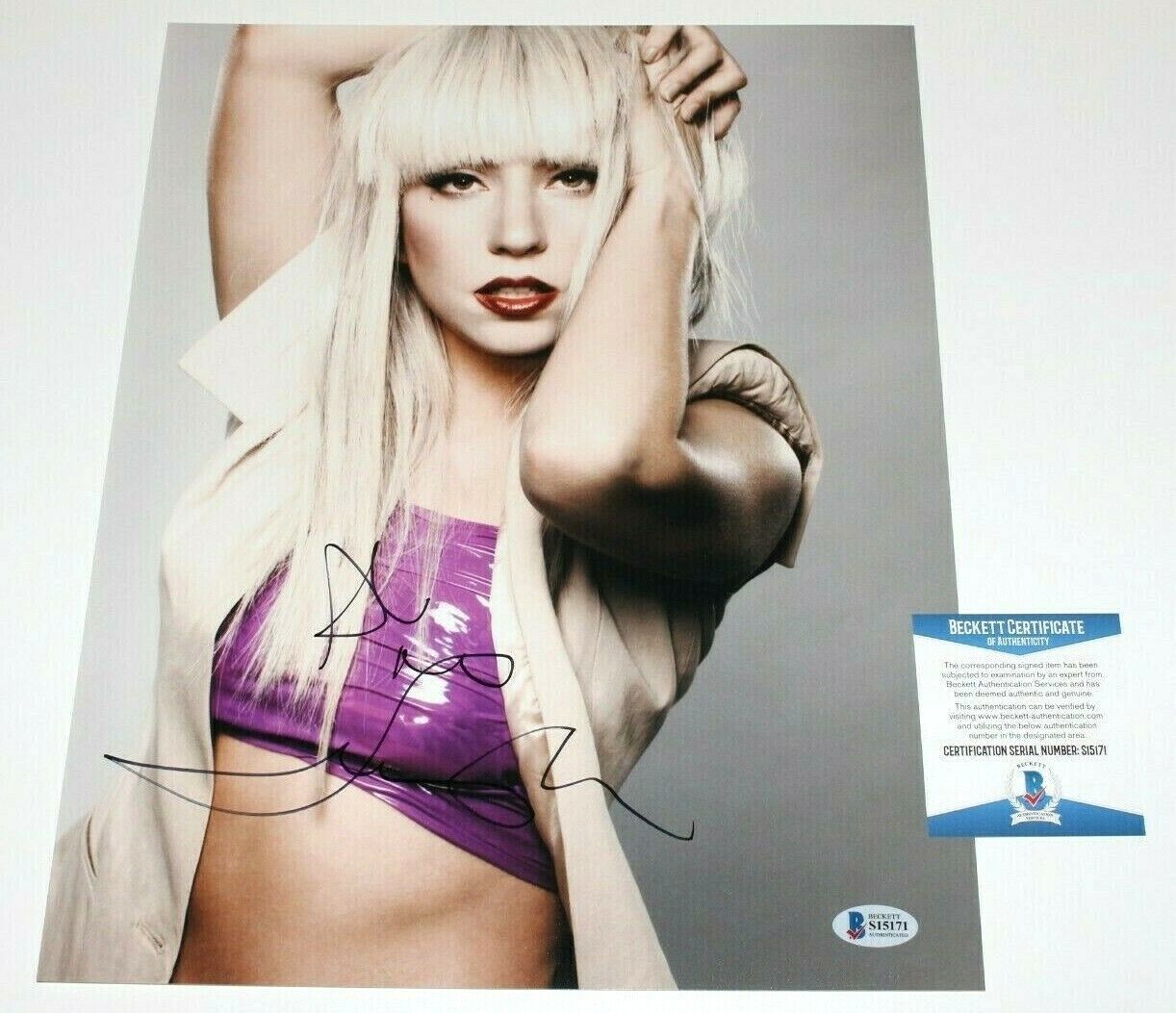 LADY GAGA SIGNED 11x14 Photo Poster painting BECKETT COA A STAR IS BORN THE FAME BORN THIS WAY