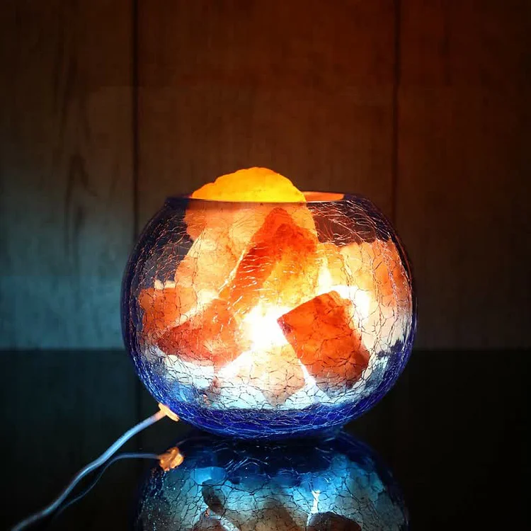 Creative Ice Cracked Glass Tank Himalayan Pink Salt Lamp