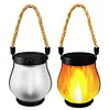 Solar Lanterns Lights with Dual Charging Modes of Solar & Type-C Flickering Flame Garden Light for Garden Yard Patio Decorative