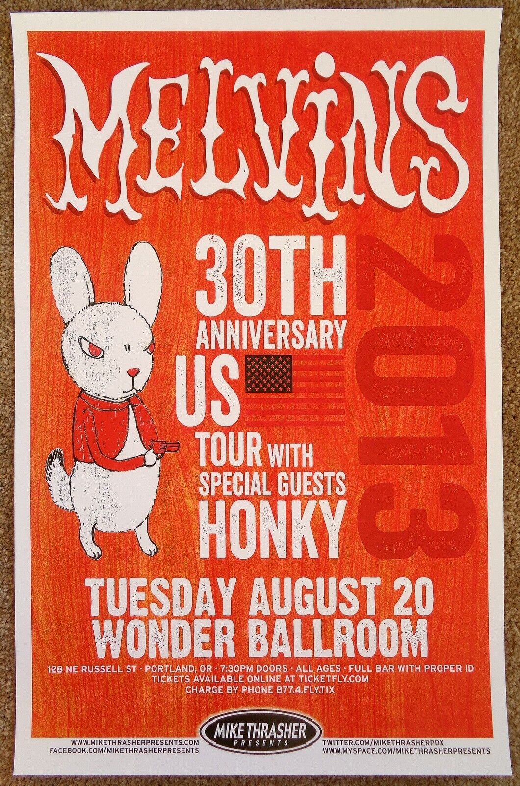 MELVINS 2013 Gig POSTER Portland Oregon Concert 30th Anniversary USA Tour