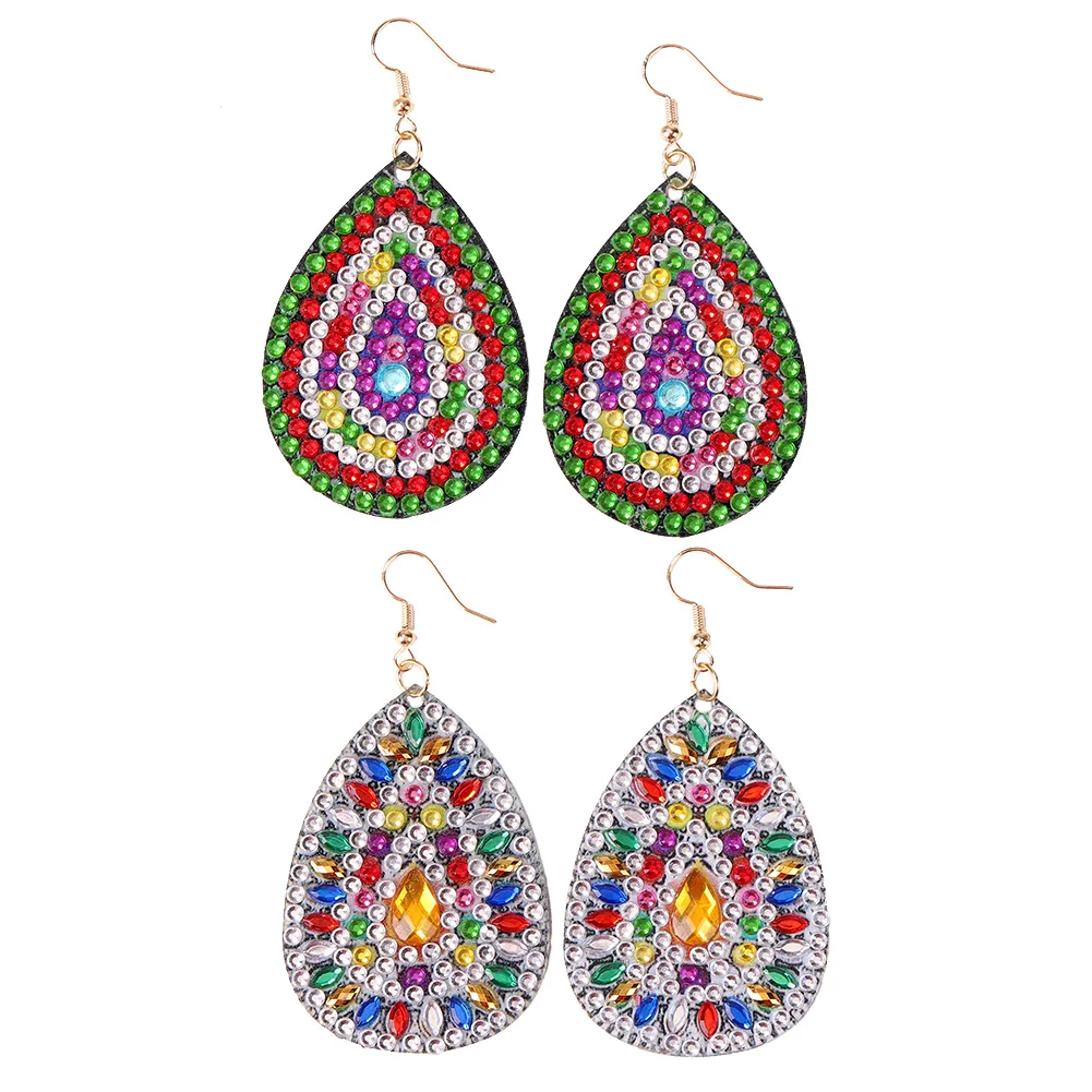 4pcs DIY Diamond Painting Mandala Patterns Stud Earrings for Women(Double Sided)