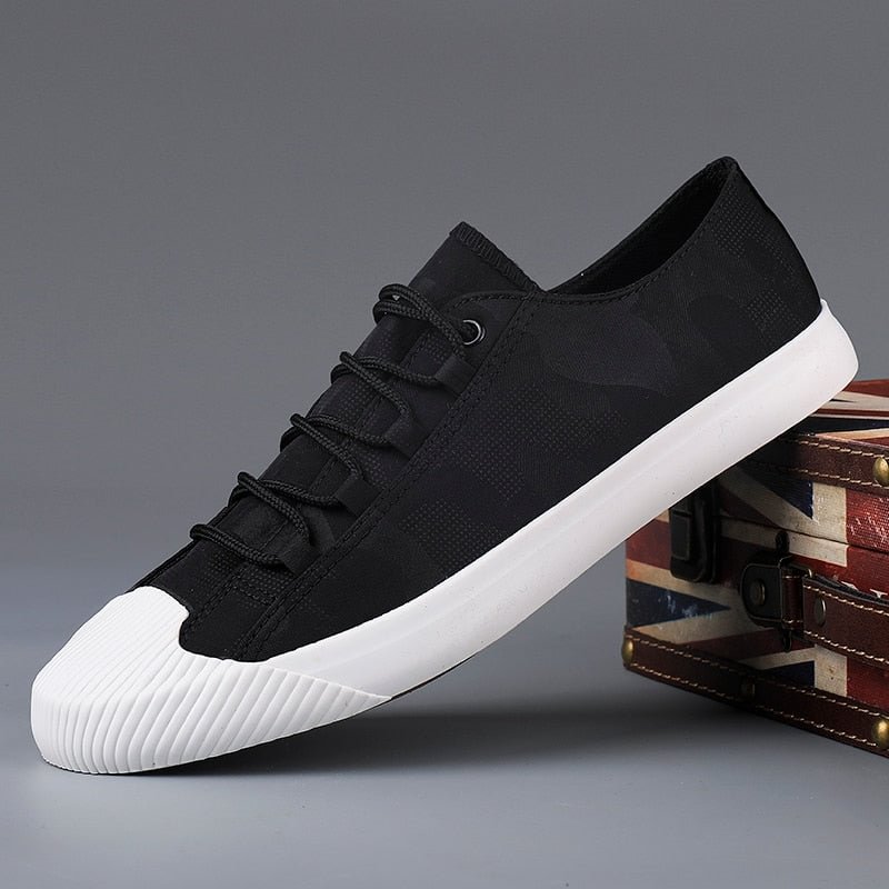 YITU New Men's Vulcanized Shoes Lac-up Loafer Shoes Breathable Korean Style Sneakers Flats Fashion Men Casual Canvas Shoes