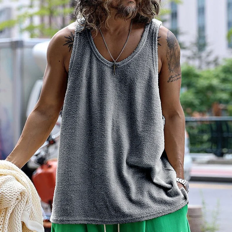 Men's Casual Round Neck Solid Color Tank Top