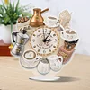 (US Local)5D DIY Special Shape Diamond Painting Desk Ornament Handmade Clock Kit(Tea Time)