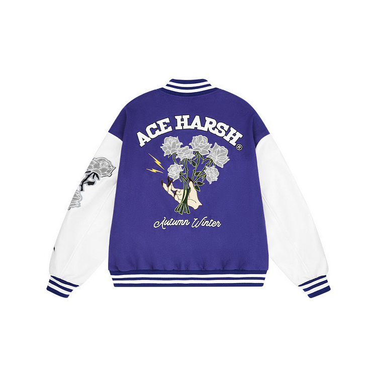H/C Bouquet Of White Roses Varsity Jacket