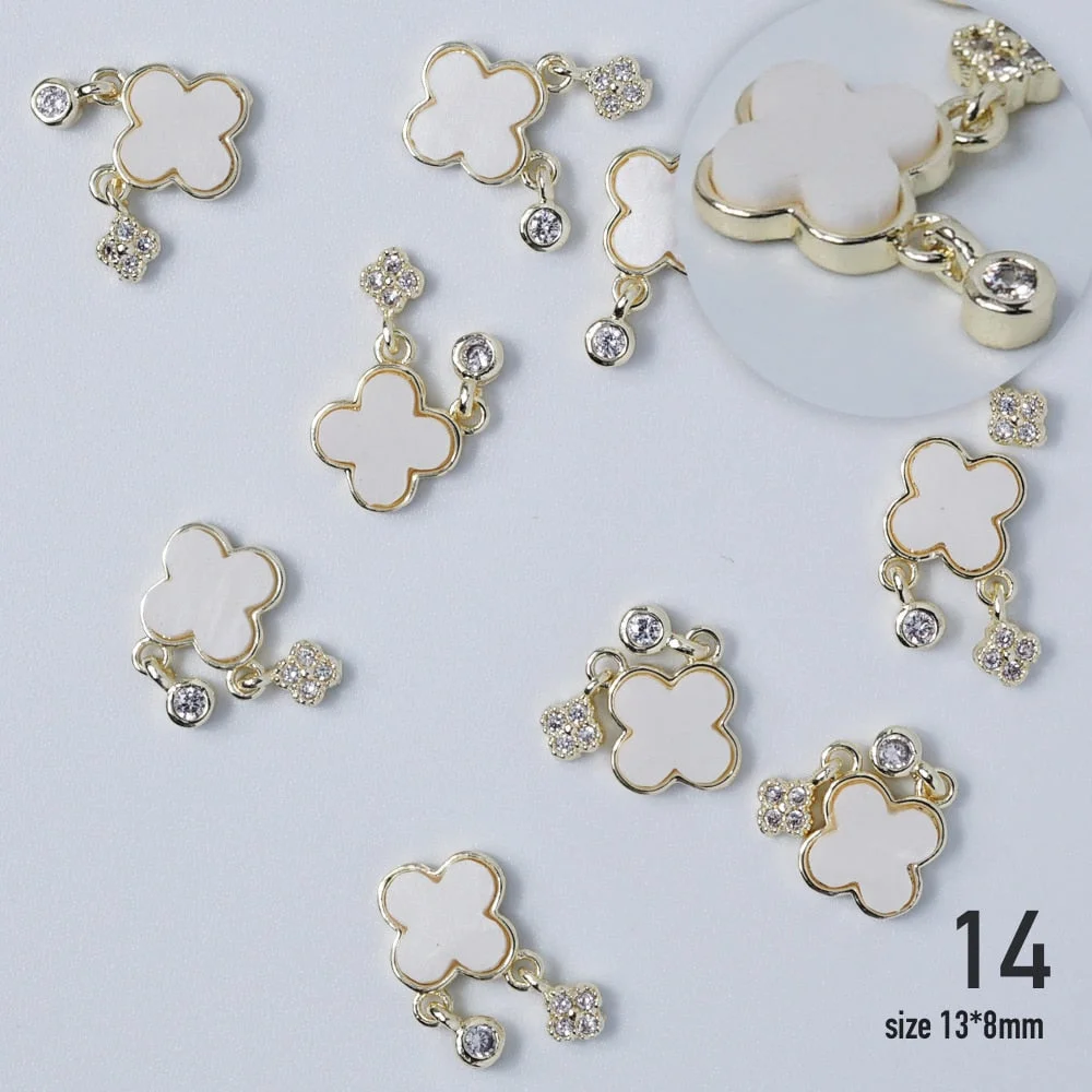 Nail jewelry 3D Alloy high quality zircon Butterfly Flower crystal Pearl Metal Manicure Nails DIY Accessories Nail Decor