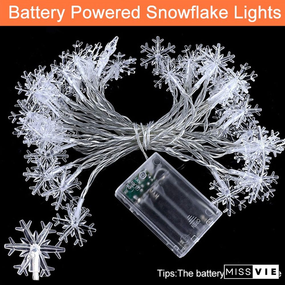 Battery Operated Snowflake Fairy String Lights For Indoor Outdoor Home Bedroom Patio Room