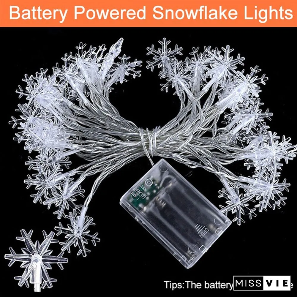 Battery Operated Snowflake Fairy String Lights For Indoor Outdoor Home Bedroom Patio Room