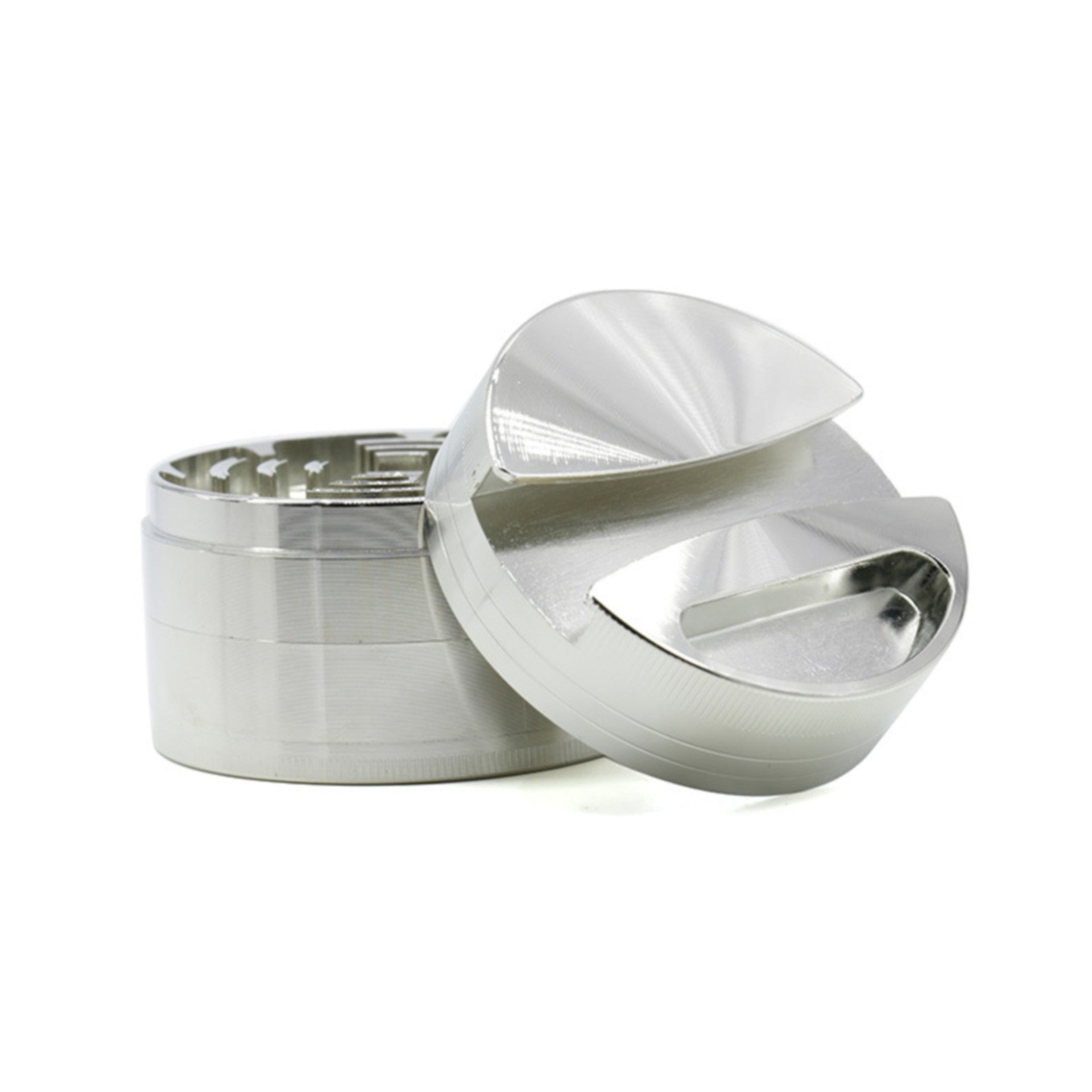 4 Parts One-sided Groove Zinc Alloy Herb Grinder With 75MM | Silver Color