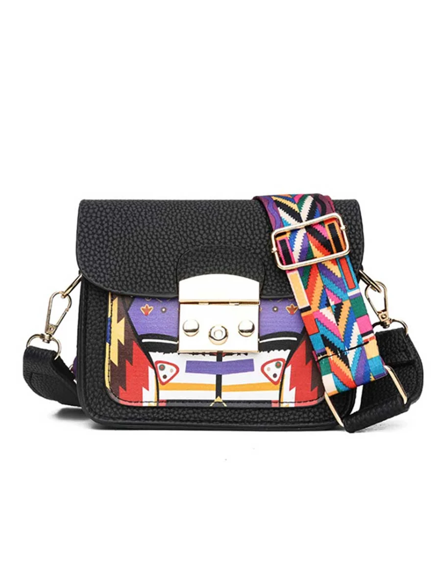 Crossbody Bag Colorful Wide Strap Flap Bag