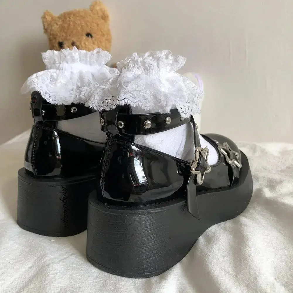 Brownm Buckled Platform Mary Jane Shoes