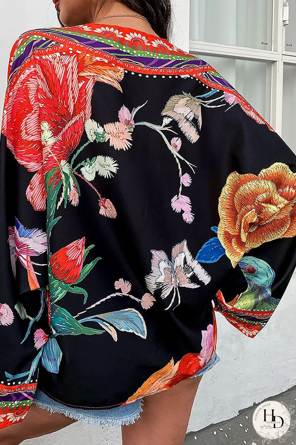 White Fashion Casual Print Split Joint V Neck Tops