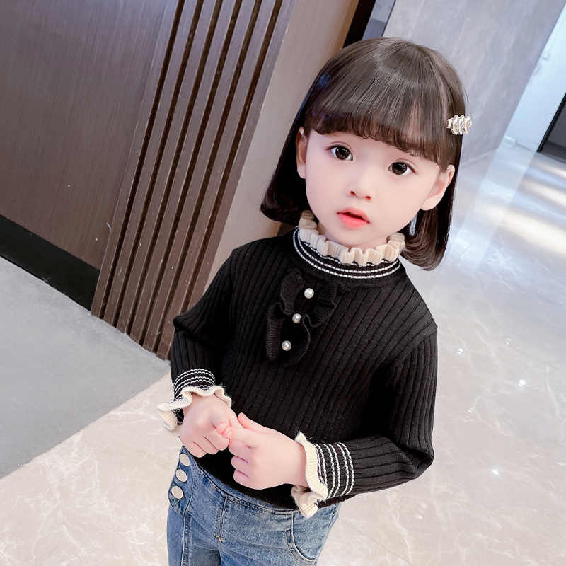可愛い 長袖 ファッション 人工パール 女の子 セーター
